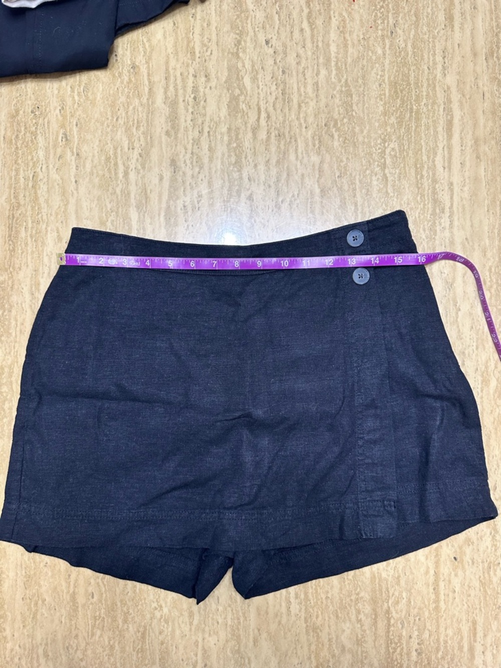 Women’s Black High-Waist Button Front Linen-Blend Skort